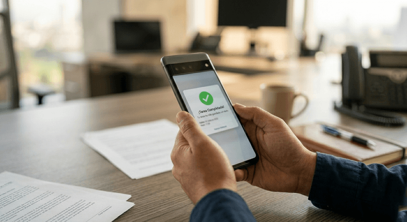 Tarea completada en dispositivo móvil